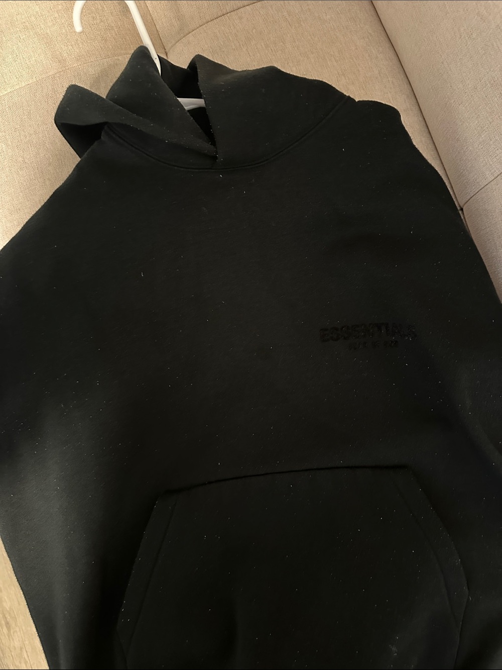 Essentials Black Minimalist Hooded Pullover Men & Women S